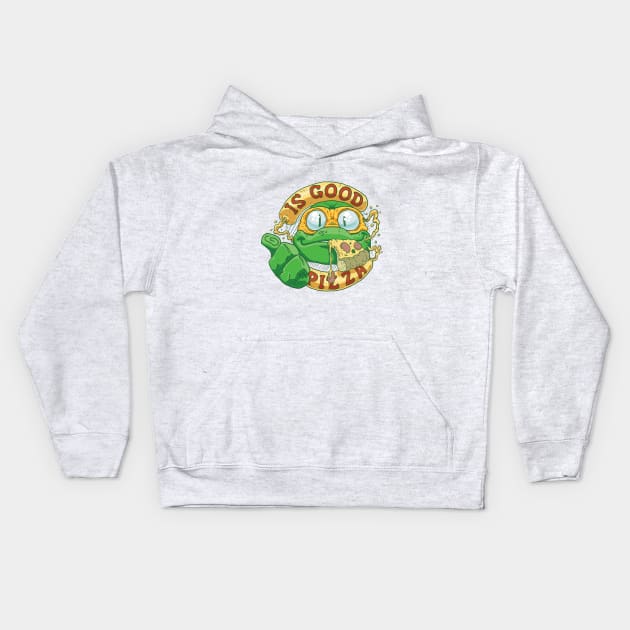 Pizza turtle time. Mikey will eat anything! Kids Hoodie by JENNEX